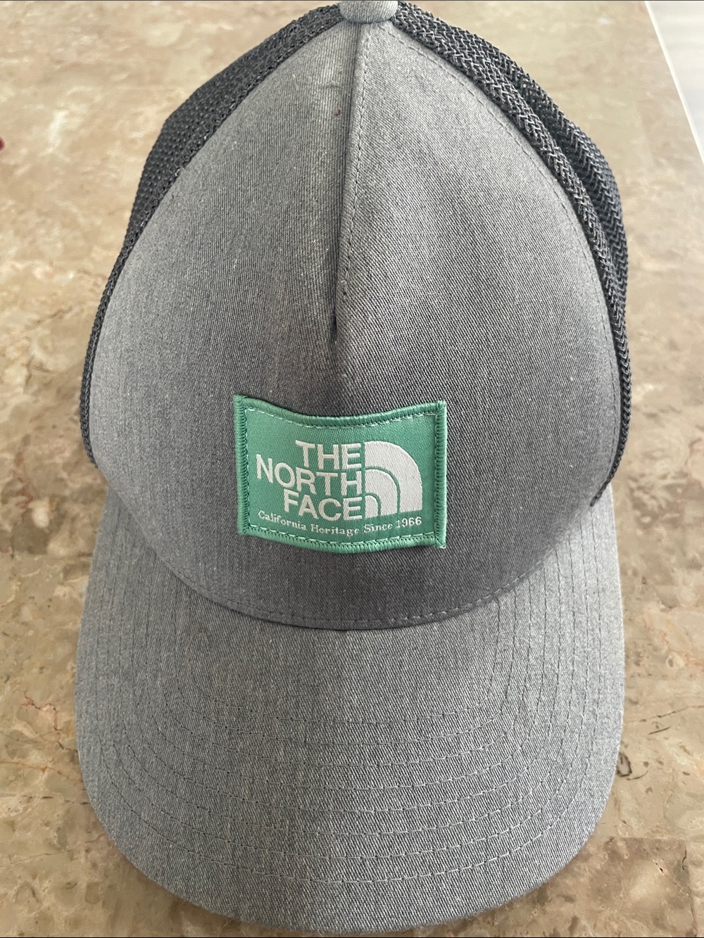 The North Face Gray Trucker Hat with Green Patch!  Excellent Condition Worn once